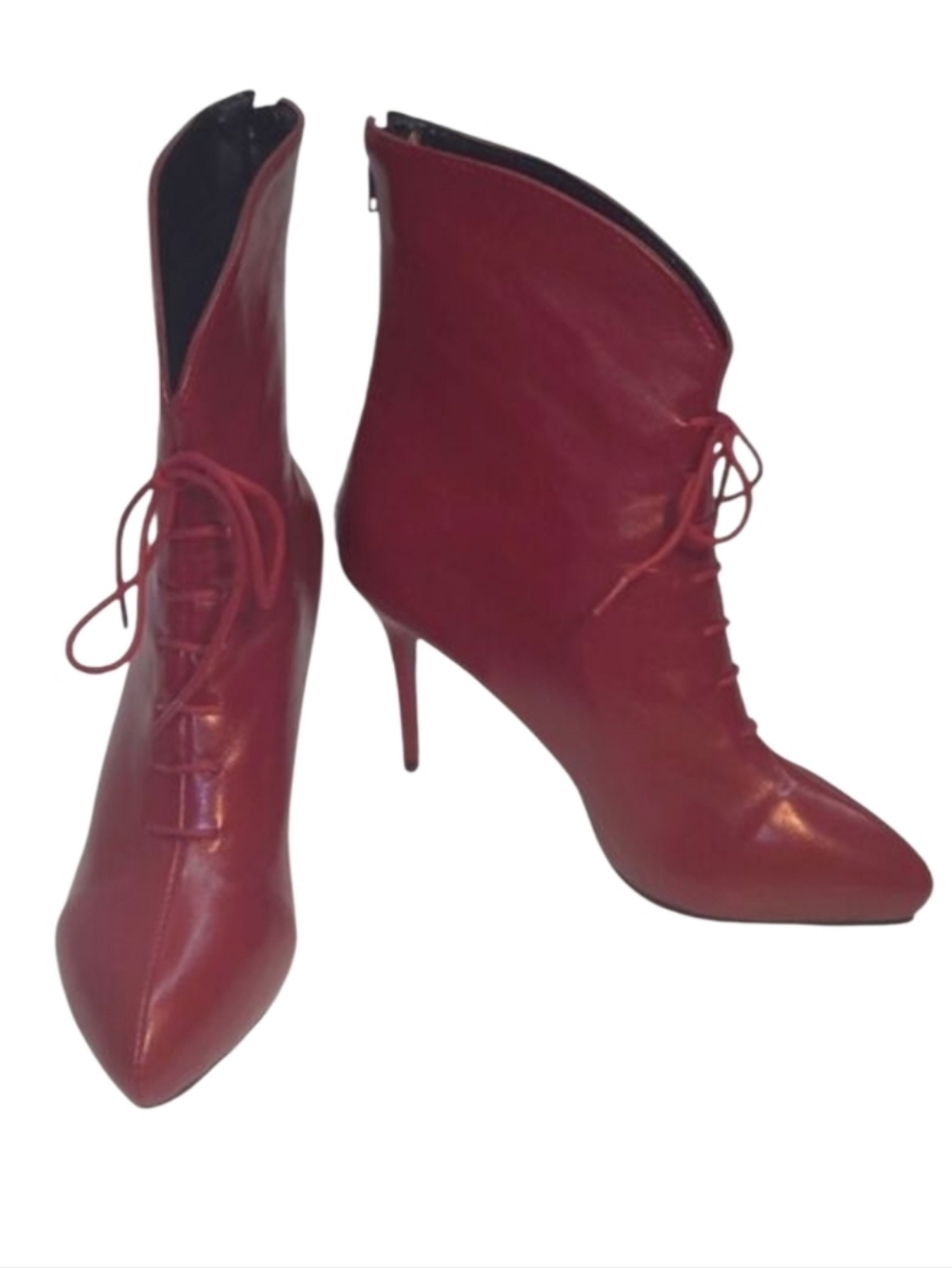 Vintage Vero Cuoio Italian Stiletto Boots Leather Ankle Bootie Pointy Toe Heels